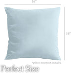 lalaLOOM Velvet Throw Pillow Covers, Set of 2 Decorative Square Pillows Home Decor, Soft Accent Cases, Silky Machine Washable Pillowcases for Sofa, Couch, Bedroom, Living Room, 16x16, Light Blue
