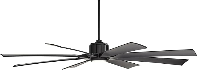 Possini Euro Design 70" Defender Modern Large Indoor Outdoor Ceiling Fan with LED Light Remote Control Matte Black Damp Rated for Patio Exterior House Home Porch Gazebo Garage Barn