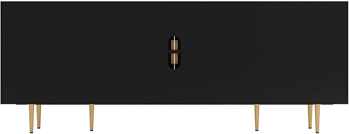 66" Modern TV Stand for TVs up to 75",TV Cabinet with Glass Door,Entertainment Center with Storage,Television Stands with Gold Legs,Media Console for Bedroom,Living Room,Black