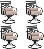 Sophia and William Patio Swivel Dining Chairs Set of 4, Outdoor Metal Armchairs, Outdoor Dining Chairs