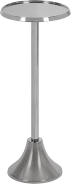 Kate and Laurel Sanzo Modern Pedestal Side Table, 9 x 9 x 23, Silver, Decorative End Table with Sleek Tabletop