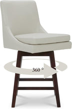CHITA Bar Height Swivel Barstool with Back Set of 2, FSC Certified Upholstered Bar Stool, 30.7" H Seat Height, PU Leather in Creamy Gray