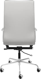 Laura Davidson Furniture Lexi II Padded Office Chair - Tall Back Desk Chair with Arm Rest, Swivel & Cushion Availability, Made of Faux Leather, Grey, Computer Chair