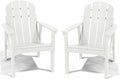 Adirondack Chair Set of 2, All Weather HDPE Fire Pit Chairs, Oversized Plastic Adirondack Chair for Outdoor, Balcony, Deck, Backyard, Patio, Garden, Poolside, Lawn White