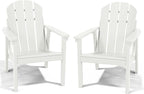 Adirondack Chair Set of 2, All Weather HDPE Fire Pit Chairs, Oversized Plastic Adirondack Chair for Outdoor, Balcony, Deck, Backyard, Patio, Garden, Poolside, Lawn White