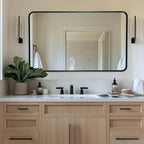 ANDY STAR Black Bathroom Wall Mirror, 24x40 Inch Rounded Rectangle Mirror for Bathroom, Modern Tube Matte Black Framed Rectangular Mirrors for Vanity, Explosion-Proof Film, Horizontal/Vertical