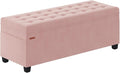 Velvet Storage Ottoman Bench, End of Bed Bench with Legs, Large Entryway Bench, Foot Rest Stool, Tea Table for Bedroom, Living Room, Loads 770 lb, 15.7"L x 43"W x 15.7"H, Jelly Pink, UASND62P
