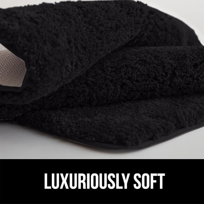 GORILLA GRIP Bathroom Rugs, 30x20, Ultra Soft Absorbent Mat, Thick Plush Bath Rug, Machine Washable, Microfiber Quick Dry, Mats for Shower, Bathtub and Floor, Home Decor Accessories, Black