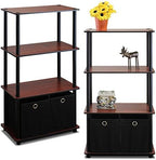 Furinno Go Green 4-Tier Multipurpose Storage Rack Shelving Unit with Bins (Set of 2), Beech