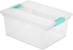 Sterilite Medium Clear Multipurpose Plastic Storage Tote, 4 Pack, and Large Clear Multipurpose Plastic Storage Tote, 4 Pack for Home Organization