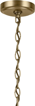 KICHLER Winslow 16.25" 5-Light Chandelier with Clear Seeded Glass in Natural Brass for Kitchen or Dining Area, Luxe Industrial (16.25" x 19.75"), 44030NBR