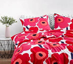 Marimekko - King Duvet Cover Set, Cotton Bedding with Matching Shams & Button Closure, All Season Home Decor (Unikko Red, King)