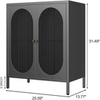 Small Cabinet with 2 Acrylic Doors, Metal Pantry with Adjustable Shelf and High Feet, Black Accent Cabinet for Home, Office, Living Room,Sideboard, Hallway and Entryway