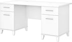 Bush Furniture 60-inch Home Office Desk with Drawers, Large Computer Table with Storage, Transitional Style, Somerset Collection, White