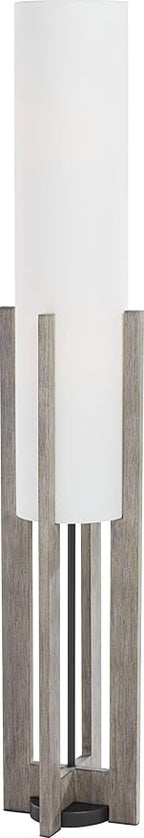 Possini Euro Design Arrista Modern 63" Tall Standing Floor Lamp Cylinder Foot Switch Wood Gray Wash Finish Living Room Bedroom House Reading Office Home Decor Entryway Dining Indoor White Shade