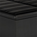 SIMPLIHOME Ellis 36 inch Wide Contemporary Square Coffee Table Storage Ottoman in Distressed Black Vegan Faux Leather, Assembled, for The Living Room and Bedroom