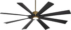 Possini Euro Design 70" Defender Modern Outdoor Ceiling Fan with LED Light Remote Control Soft Brass Matte Black Damp Rated for Patio Exterior House Home Porch Gazebo Garage Barn