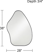 Possini Euro Design Cavandish Rounded Curved Abstract Vanity Decorative Wall Mirror Modern Beveled Glass Matte Black Wood Frame 28" Wide for Bathroom Bedroom Living Room Home Office Entryway House