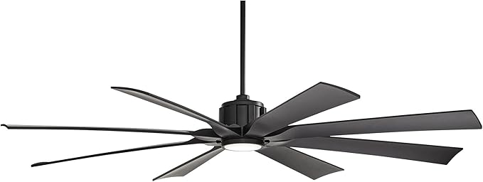 Possini Euro Design 70" Defender Modern Large Indoor Outdoor Ceiling Fan with LED Light Remote Control Matte Black Damp Rated for Patio Exterior House Home Porch Gazebo Garage Barn