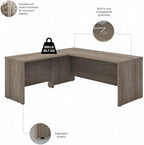 Pemberly Row 72W L Shaped Desk with Drawers in Modern Hickory - Engineered Wood