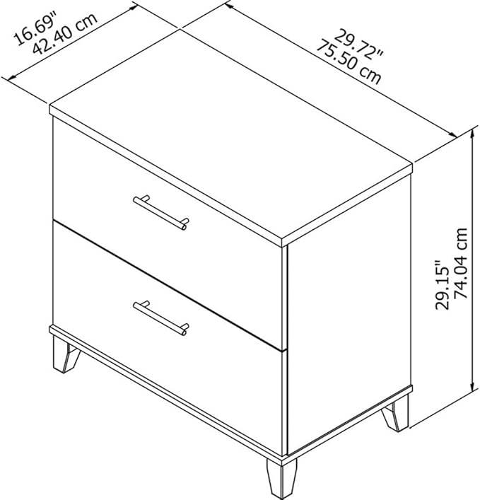 Pemberly Row Contemporary 2 Drawer File Cabinet in Ash Gray Finish