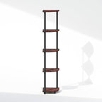 Furinno Turn-N-Tube Corner Shelf, 5-Tier Corner Bookshelf, Open Storage Shelves, for Organization and Storage, Living Room, Home Office, Garage, Bedroom, Dark Cherry