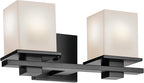 KICHLER Tully 15" 2-Light Vanity Light with Satin Etched Cased Opal Glass in Black for Over a Vanity, Soft Modern Style, (15" x 6.5" x 7"), 45150BK