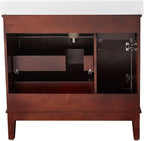Hanover 36 Set Includes w, Brown Bedford 36'' Vanity Sink Combo for Bathroom, Powder Room | Pre-Assembled 1 Door, 3 Drawers | Accent Mirror | Artificial Stone Countertop, Cabinet, 36 inches