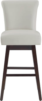 CHITA 30 Inch Counter Height Swivel Bar Stools Set of 2, FSC Certified Modern Upholstered Faux Leather Swivel Barstool Chairs with Back, Creamy Grey