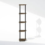 Furinno Turn-N-Tube Corner Shelf, 5-Tier Corner Display Rack, Shelving Unit, for Organization and Storage, Living Room, Home Office, Garage, Bedroom, Columbia Walnut