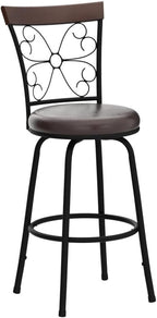 COSTWAY Bar Stools for Kitchen Island, 24/30 Inch Adjustable Seat Height Swivel Barstools Set of 4, Cushioned Seat & Cozy Backrest, Extra Leg Tubes for Height Adjustment, for Kitchen, Bar (4)