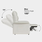 homary Power Recliner Accent Chair with Side Pocket High-Back 180° Recline Faux Leather Living Room Chairs, Comfy Chair for Bedroom Reading (White)
