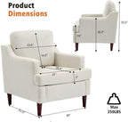 Mid-Century Accent Chair Modern Linen Fabric Armchair for Living Room,Comfy Upholstered Reading Chairs for Bedroom,Single Sofa Chair with Wood Legs (Linen Beige, Set of 1)