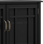 SIMPLIHOME Connaught SOLID WOOD 46 inch Wide Traditional Tall Storage Cabinet in Black for the Living Room, Entryway and Family Room
