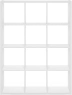 Furinno Cubicle Book Shelf, 12-Cube Thick Frame Bookshelf, Reversible Bookcase with Open Back, 14.6 x 43.8 x 58, for Living Room, Bedroom, Home Office, White