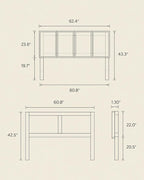 62.4" Wide Headboard Only, Queen Size Wooden Headboard Modern Farmhouse Wall Mount Headboard for Bedroom, Natural Oak