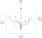KICHLER Livadia 6-Light Chandelier, Soft Modern-Light in Polished Nickel, for Foyer, Great Room, or Vaulted Dining or Bedroom (33.25" x 47.25"), 52674PN