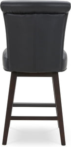CHITA 26 Inch Counter Height Swivel Bar Stools Set of 2, FSC Certified Modern Upholstered Faux Leather Swivel Barstool Chair with Back, Black