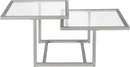 Henn&Hart 43" Wide Square Coffee Table in Nickel, Modern coffee tables for living room, studio apartment essentials