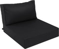 AAAAAcessories Outdoor Deep Seat Cushions, Waterproof, Fade-Resistant Patio Furniture Replacement Cushions, 25.5" x 25.5" x 5" + 25.5" x 13.5", Black