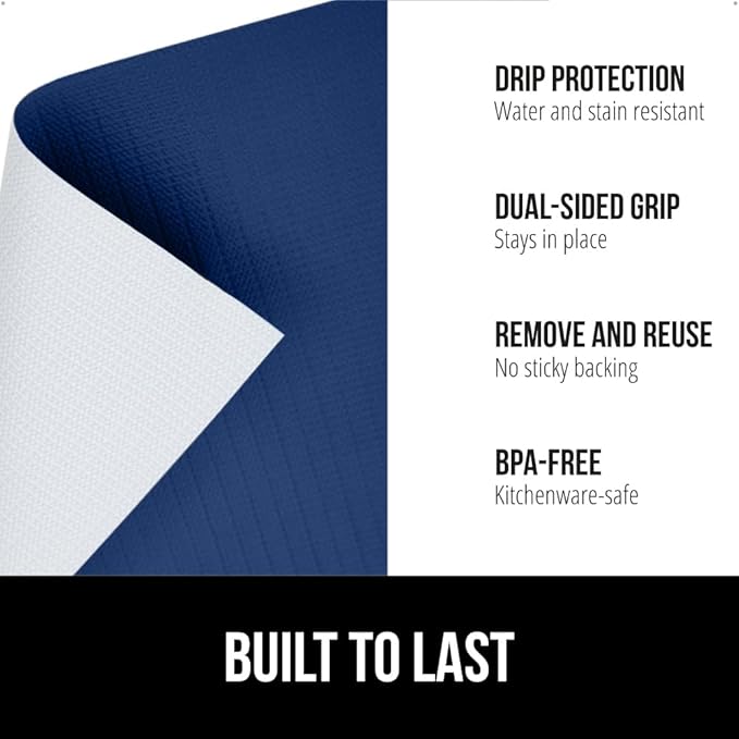 GORILLA GRIP DripGuard Shelf Liner, Non Adhesive Drawer and Kitchen Cabinet Protector, 20x240 Inch, Slip Resistant BPA Free Smooth Surface Plastic Liners for Cabinets, Bathrooms, Closets, Navy Blue