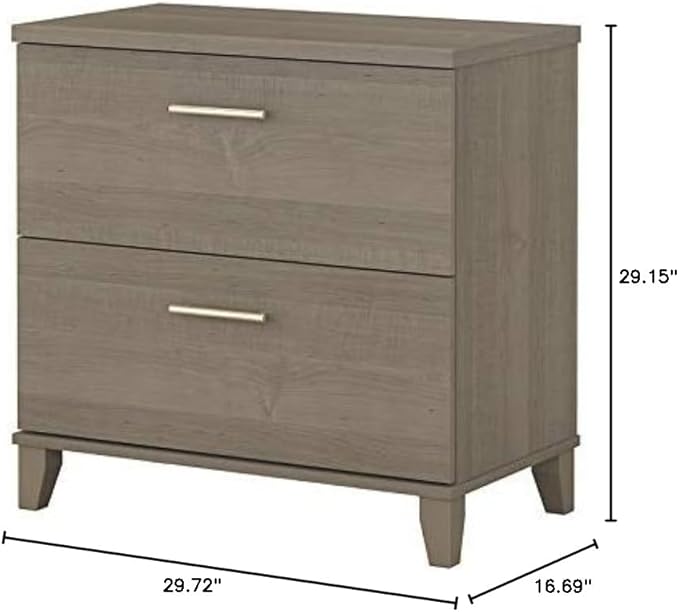 Bush Furniture 2 Drawer Lateral File Cabinet, Letter and Legal-Size Document Storage for Home or Professional Office, Somerset Collection, Ash Gray