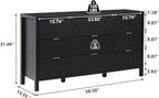 Fluted 9 Drawer TV Stand Dresser for Bedroom, Mid Century Modern Dresser with Drawers, Storage Organizer with 9 Drawers, Fluted Cabinet for Closet Cloth, Living Room, Entryway -Black
