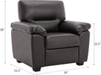 Morden Fort Faux Leather Chairs Set of 2, Modern Luxury Leather Sofa Chair Easy Clean Skin-Friendly Leather Accent Armchairs for Living Room Apartment Office Lounge Comfy Reading Chairs, Chocolate