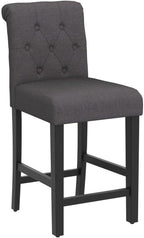 GOTMINSI 24inch Counter Height Bar Stool, Set of 4 Counter Height Chairs for Kitchen Island Upholstered Back Bar Chairs Fabric Barstool with Button Tufted Decoration Leisure Style (Grey)