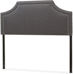Urban Upmarket Modern and Contemporary Fabric Upholstered Headboard, Nailded Trim Head Board Grey/Queen