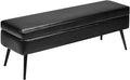 VEVOR Leather Storage Ottoman Bench, PU Leather Bench with Storage and Metal Legs, Modern Shoe Benches Seat for Entryway, Upholstered End of Bed Benches for Living Room, Dining Room, Hallway, Black