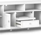 SIMPLIHOME Amherst 72-inch Wide Solid Wood TV Stand in White, Transitional-Style Media Console for Living Room with Cable Management and Adjustable Shelves, Fits 80" TVs
