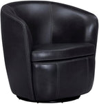 Pemberly Row Vintage Onyx Genuine Italian Leather Swivel Club Chair