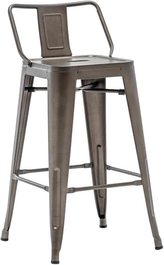 HAOBO Home 26" Low Back Metal Barstools Counter Height Bar Stools [Set of 4], Bronze